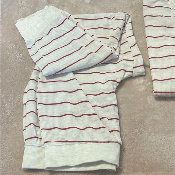 Stars Above Cream and Red Striped Thermal Pajamas - Picture 6 of 7